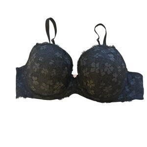 Victoria’s Secret Dream Angels Black Floral Lace Lined Demi Sz 36D Underwire